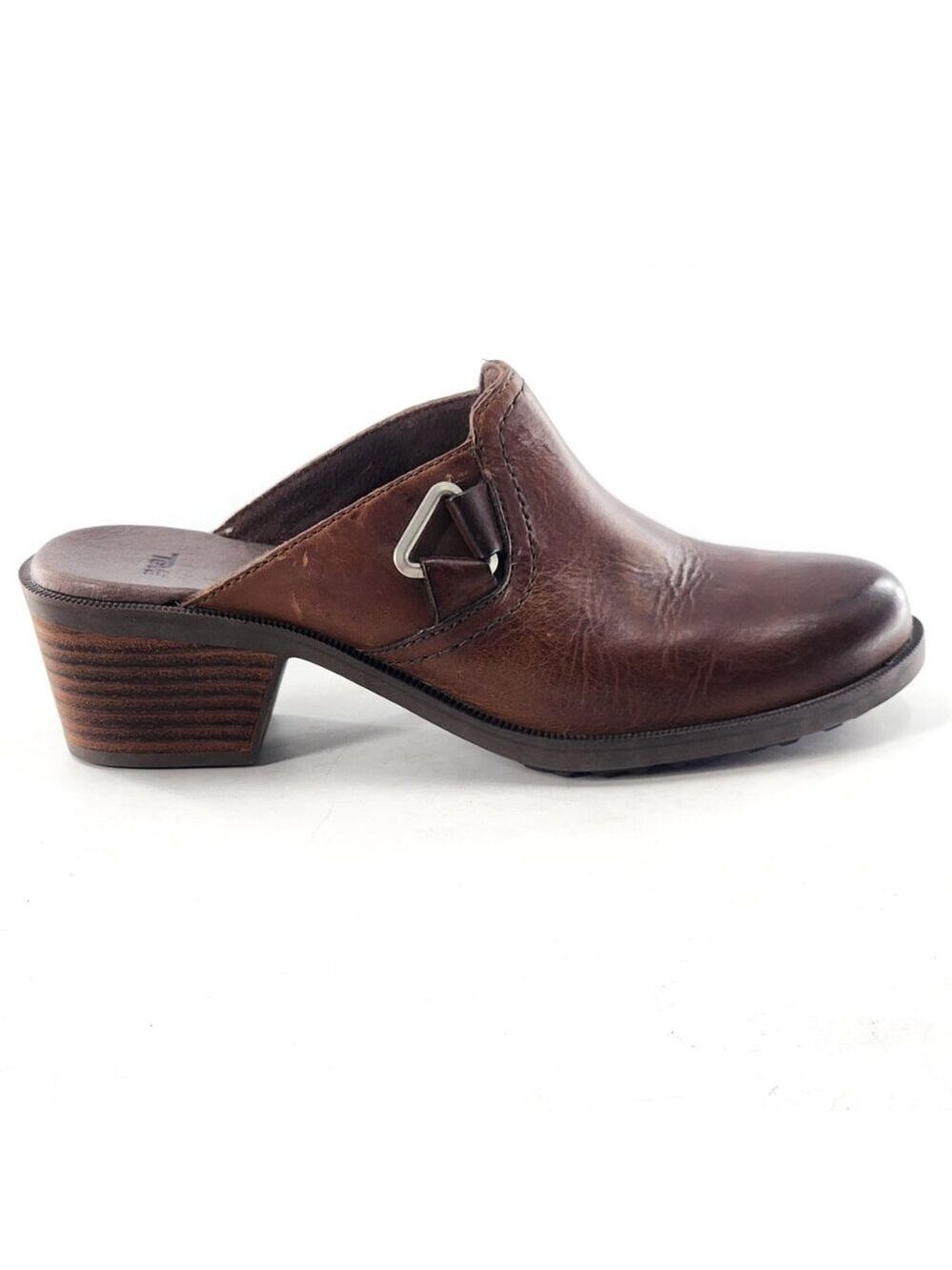 TEVA Foxy Brown Leather Mule Clog Comfort Shoe Block Heel